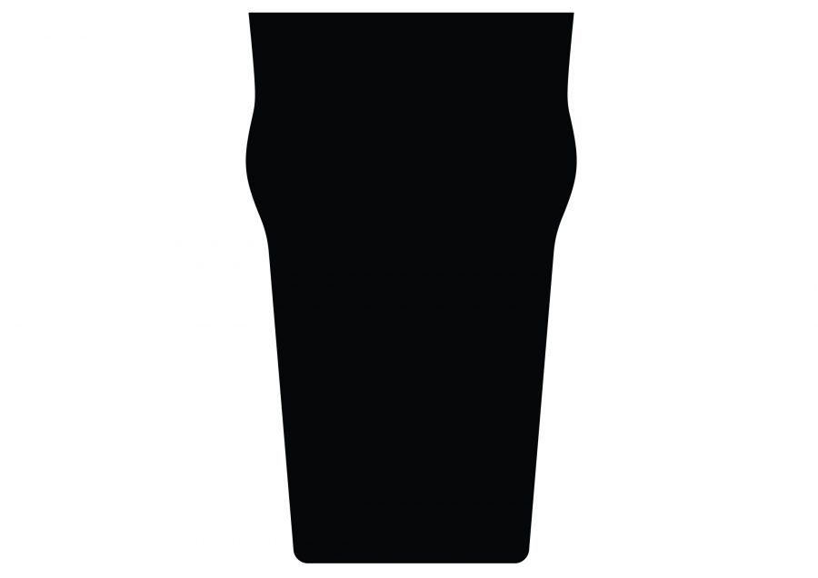 A pint glass-shaped chalkboard that can be written on with chalkpen