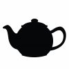 A teapot shaped chalkboard that can be written on with chalkpen