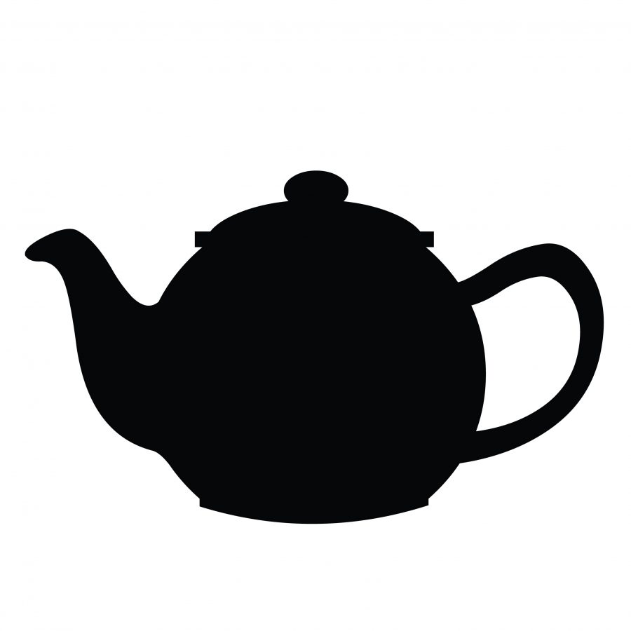 A teapot shaped chalkboard that can be written on with chalkpen