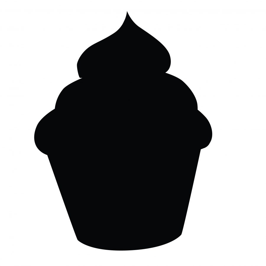 An cup cake shaped chalkboard that can be written on with chalkpen
