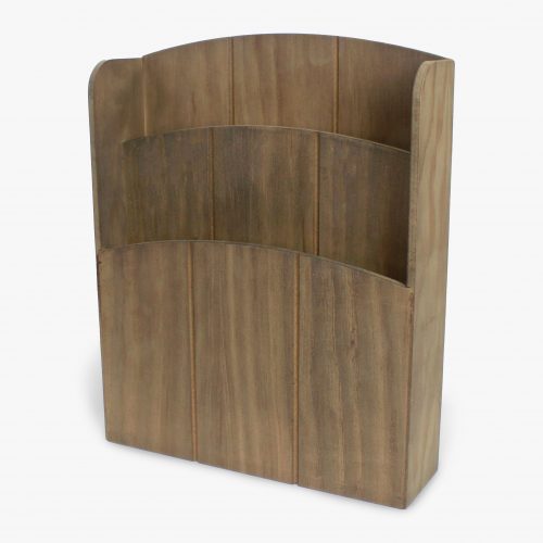 Wooden menu holder finished in clear