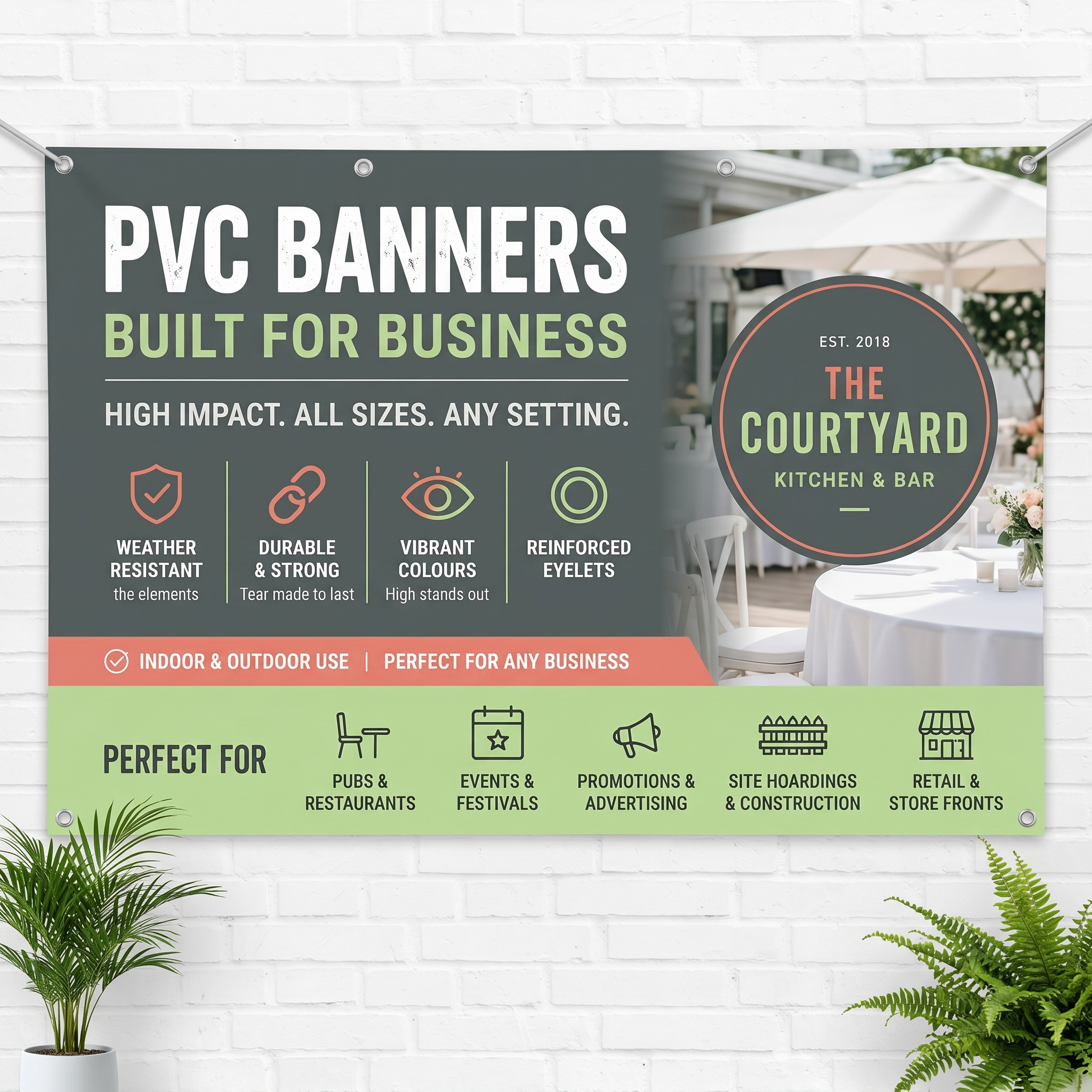 Banner Hero Image Printed Banners on brick wall