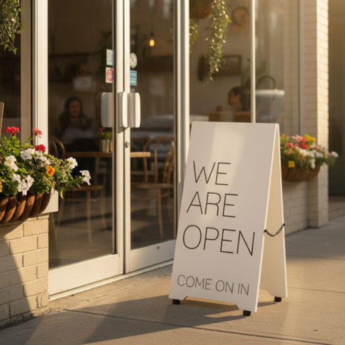 Barista Pavement Sign White