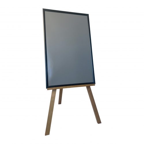 A durable wooden easel with large snap frame 