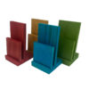 COver Image Menu Plinth 2 a group of wood sloped menu holders in bright colours