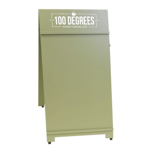 GREEN PRINTED HEADER Easy Side Loading Pavement Sign, finished in Country Green, with printed header