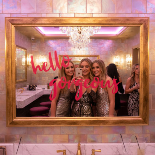 Stunning gold mirror with designer message