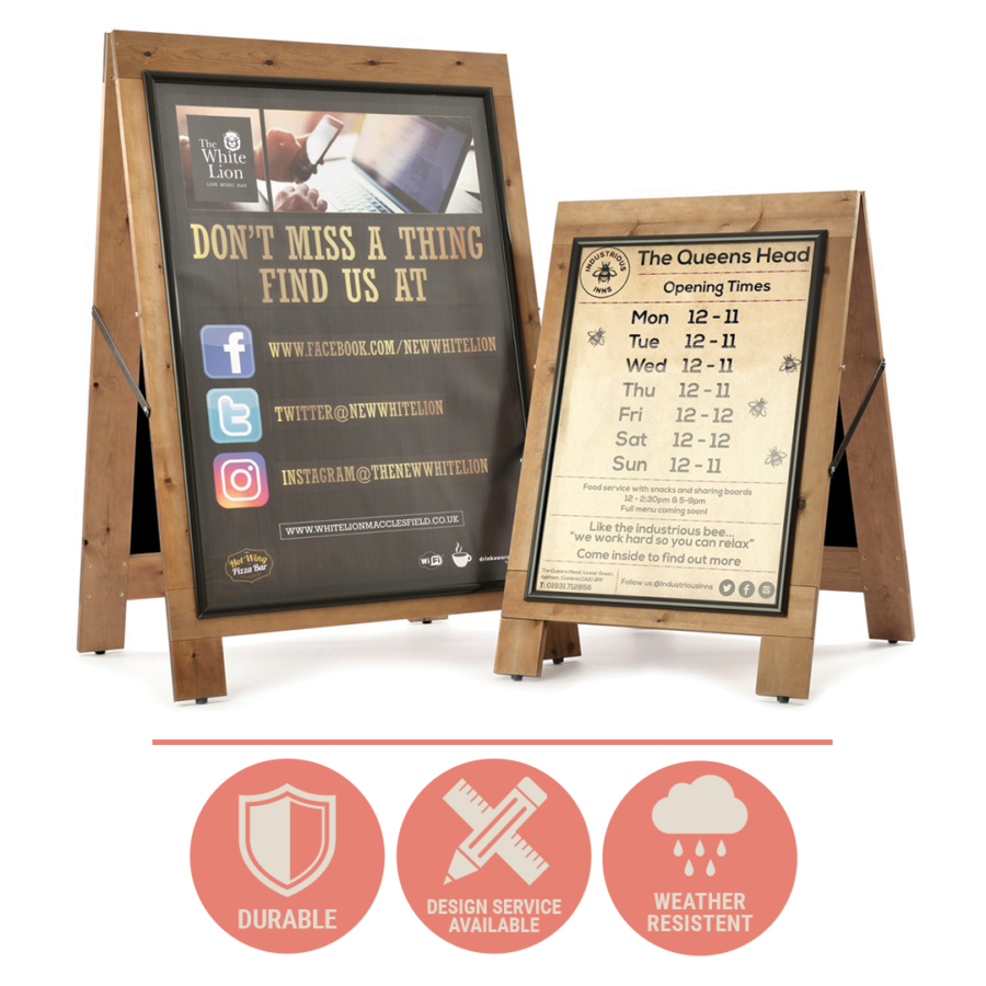 Snap Frame A-Board Wooden Snap Frame Sign A-Frame Poster Sign Double Sided Poster Board