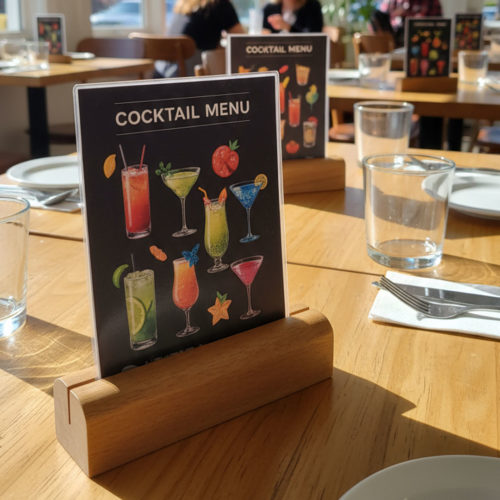 Slim Block Menu Holder in restaurant