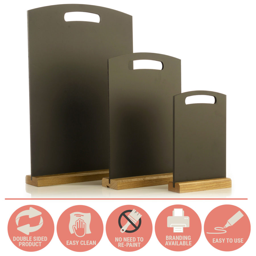 Plain Chalkboard Premium Table Talkers - With Hand Holes