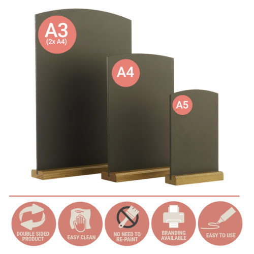 Premium chalkboard table talkers with icons