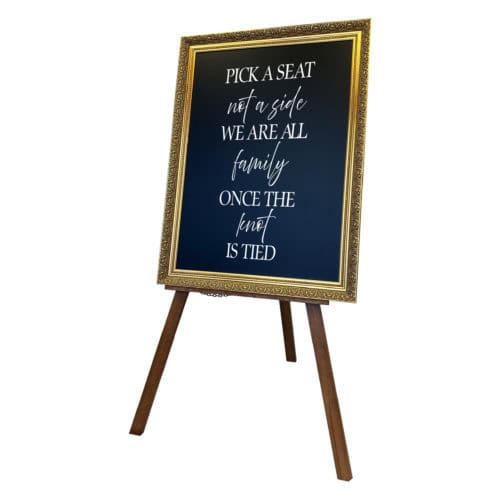 Untitled 1 1 fancy ornate gold framed chalkboard with elegant wedding message