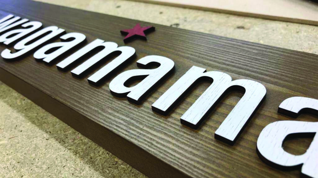 Website Gallery 0006 wagamama bespoke sign design prototype 1 UK Signage - Wagamama Overlayed text Sign