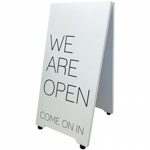 Solid Barista Pavement sight with promotional printed face finished in white