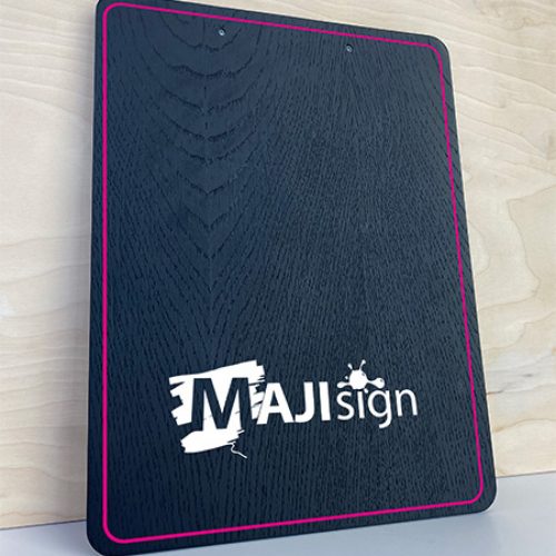 Black wooden clipboard with clip