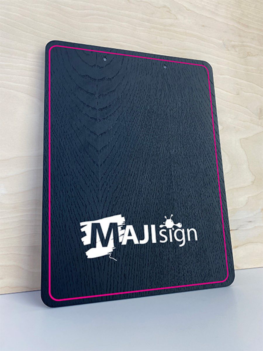Black wooden clipboard with clip
