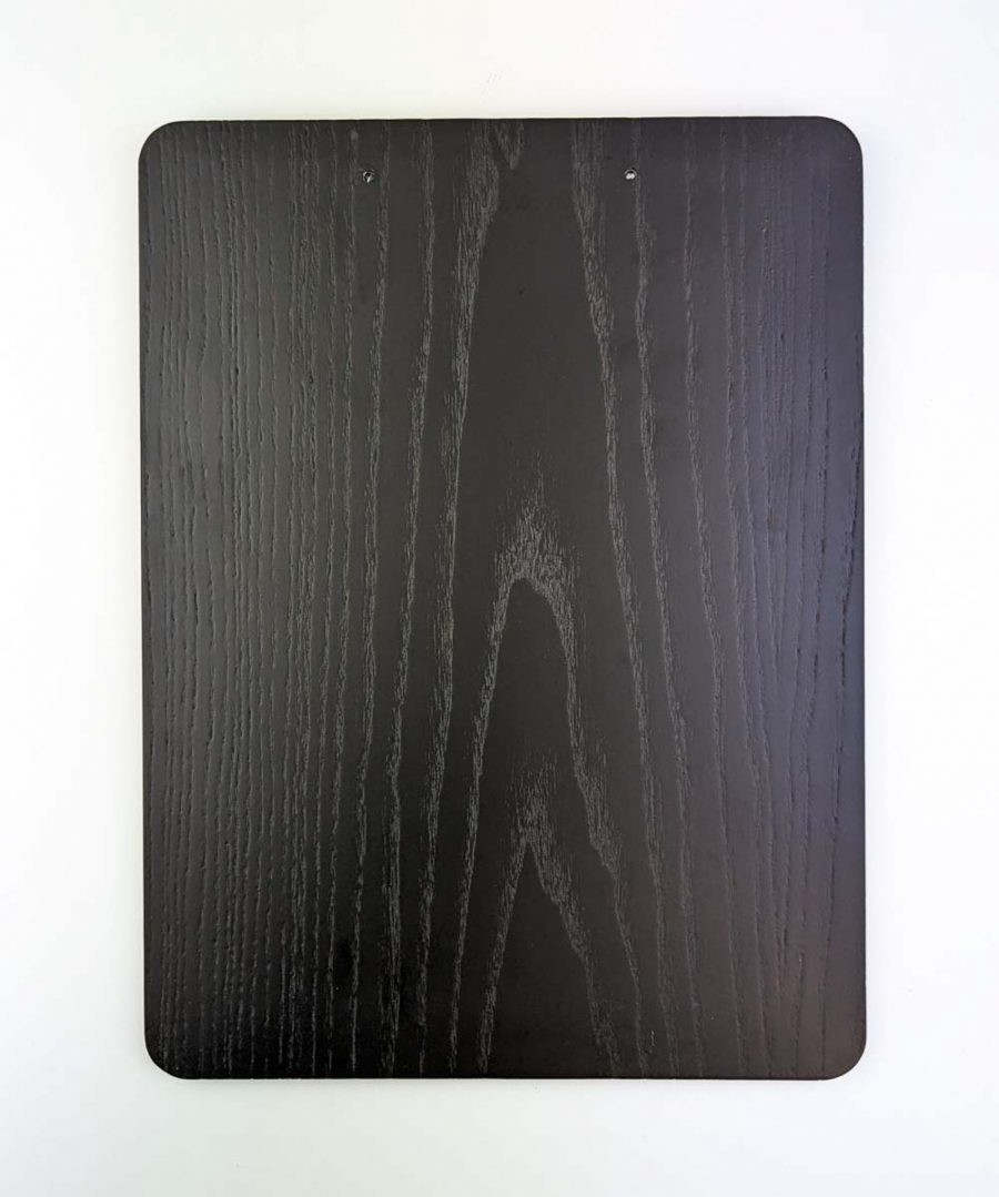 Black wooden clipboard with clip