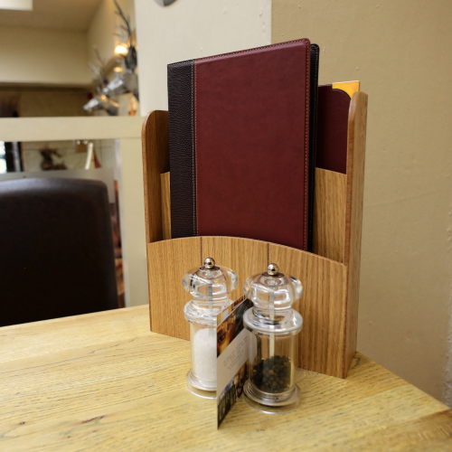 Tiered menu holder made from wood
