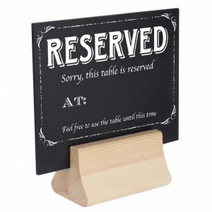 Small chalkboard with wooden base for displaying prices and product names