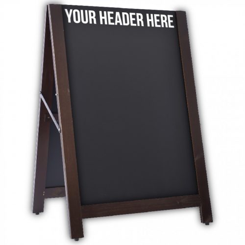 Pavement sign with chalkboards that slot out and can be reversed