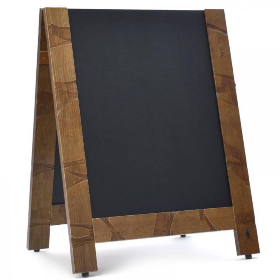 Wooden A-Board with chalkboard inserts that are reversible
