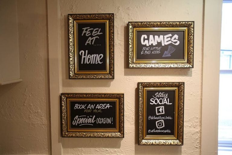 Framed chalkboards with gold frame