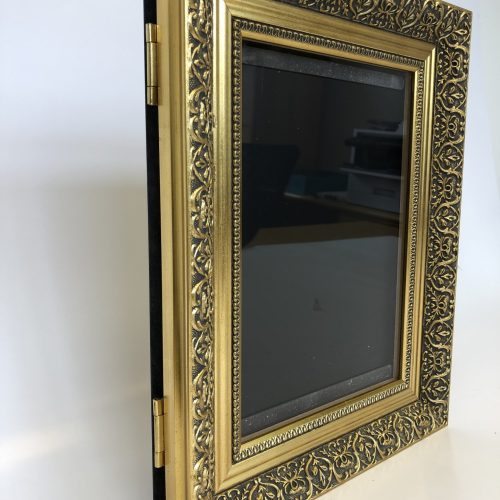 Wooden poster frame with gold frame 