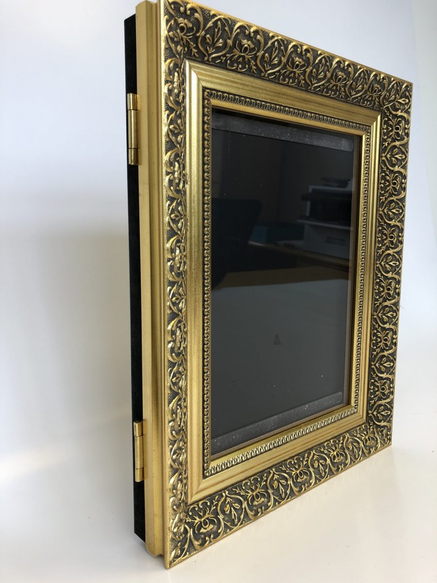 Wooden poster frame with gold frame 