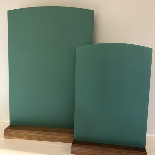 traditional chalkboard green table taker with solid wooden base