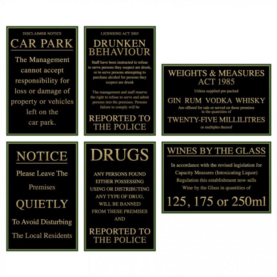 Legal pub signs