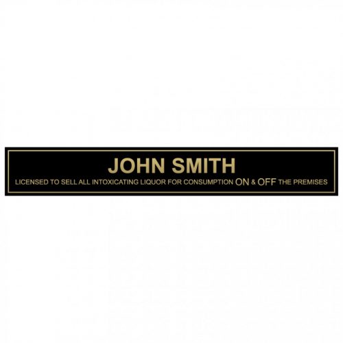 Licensee name plate for landlords landladies and alcohol license holders