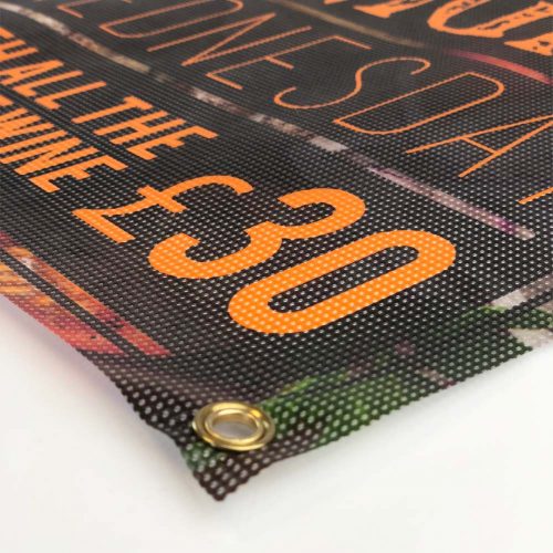 Large printed banner using mesh banner material