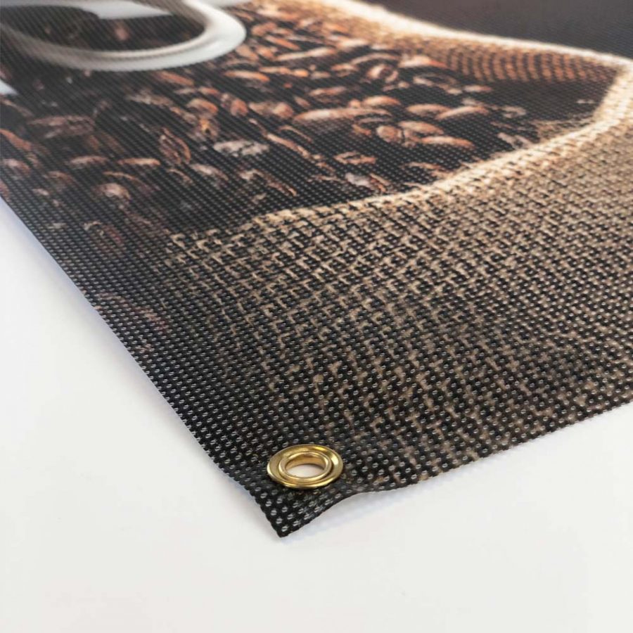Large printed banner using mesh banner material