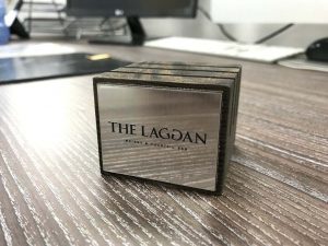 metal faced menu block for tables and bars