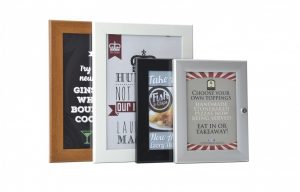 metal slimlok frames with wooden framed related display