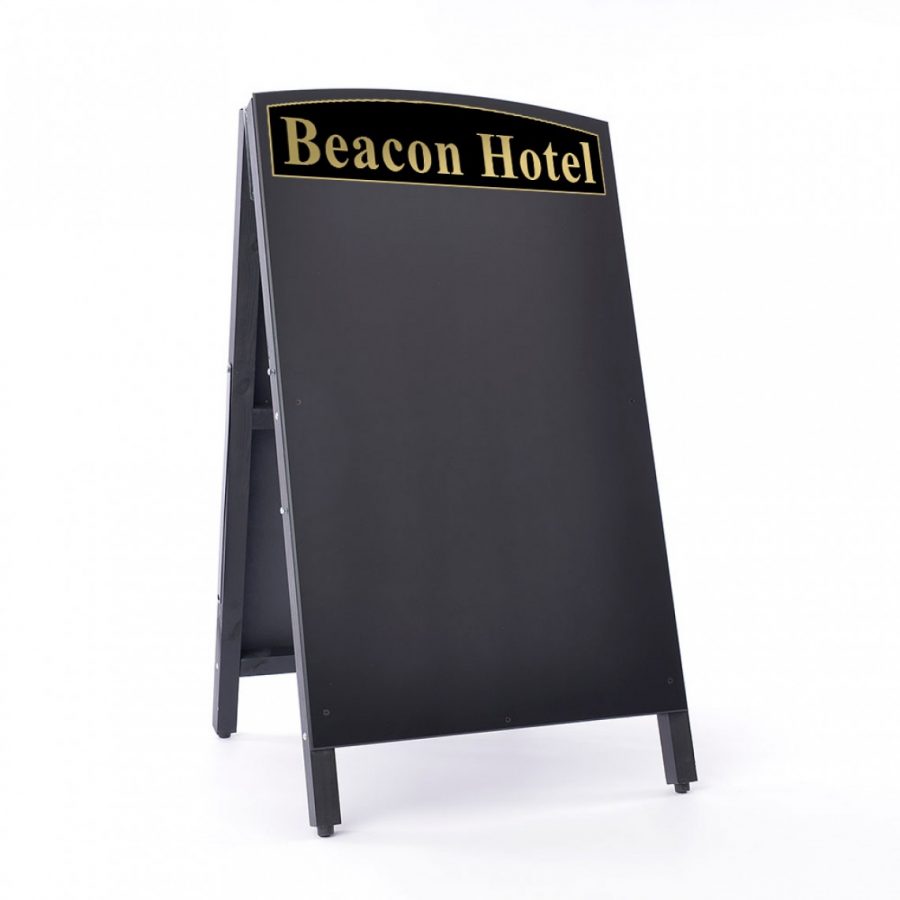 Wooden A-Board finished in black with chalkboard board