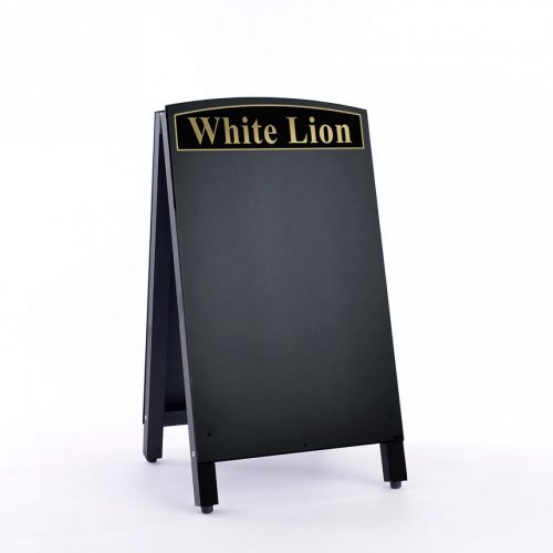 Wooden A-Board finished in black with chalkboard board