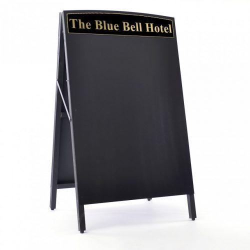 Wooden A-Board finished in black with chalkboard board