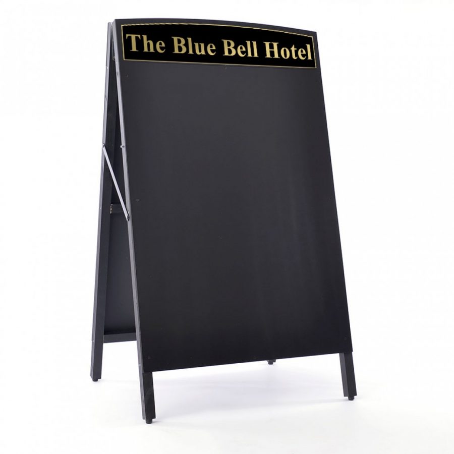 Wooden A-Board finished in black with chalkboard board