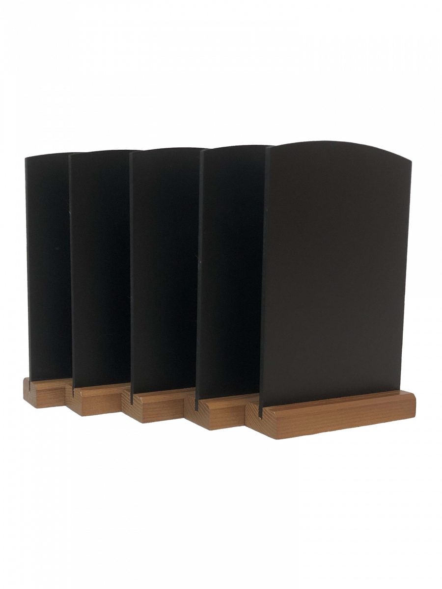 5 tabletop table talker tombstones with wooden bases