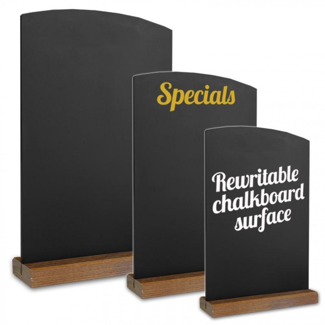 3 tabletop table talker tombstone of differing sizes
