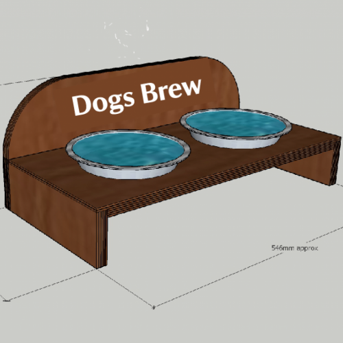 A raised dog bowl wooden holder design