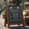 distressed wooden a-board outside a traditional tea shop