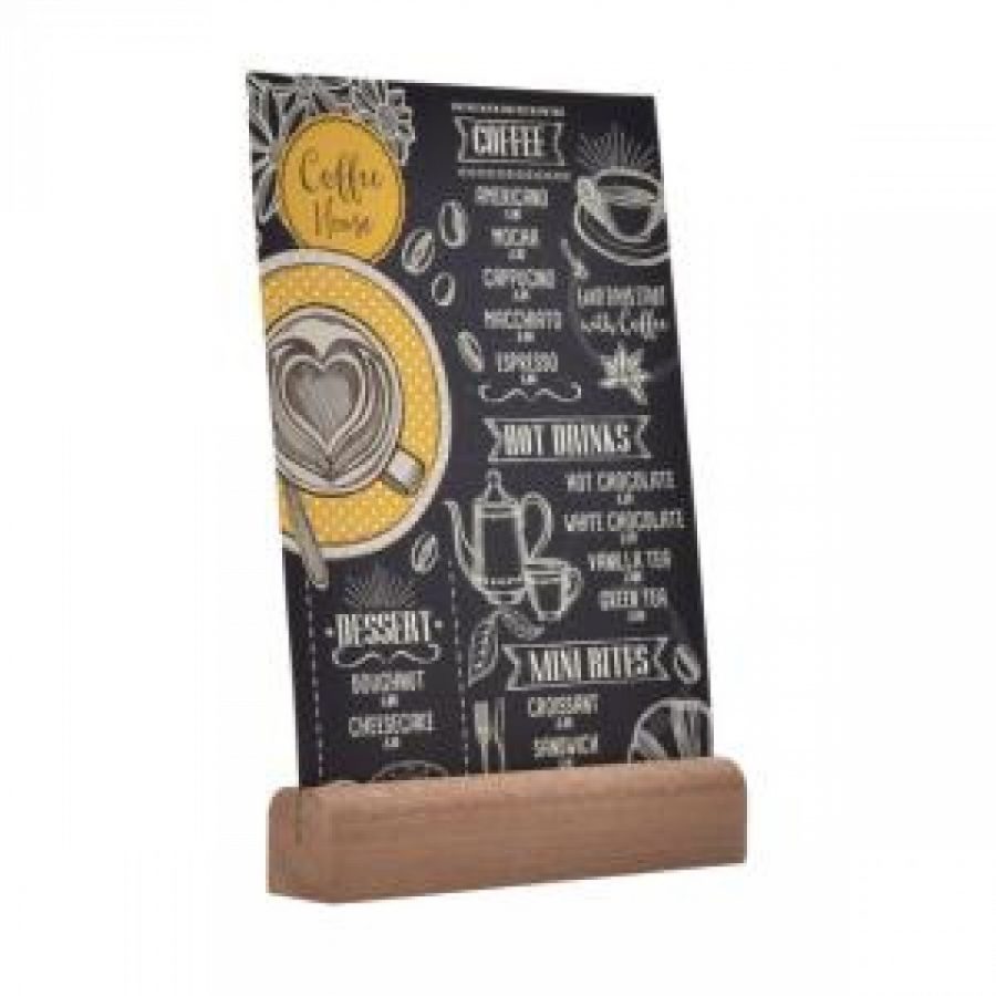 Wooden menu block for holding a menu