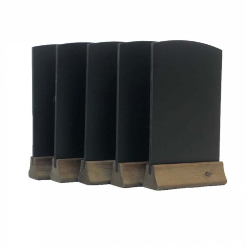 Standard table talker with chalkboard finish and wooden base