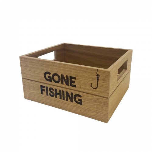 wooden condiment crate with custom engraved logo