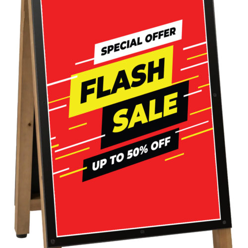 Wooden A-Frame Sandwich Board Pavement Sign for Outdoor Use