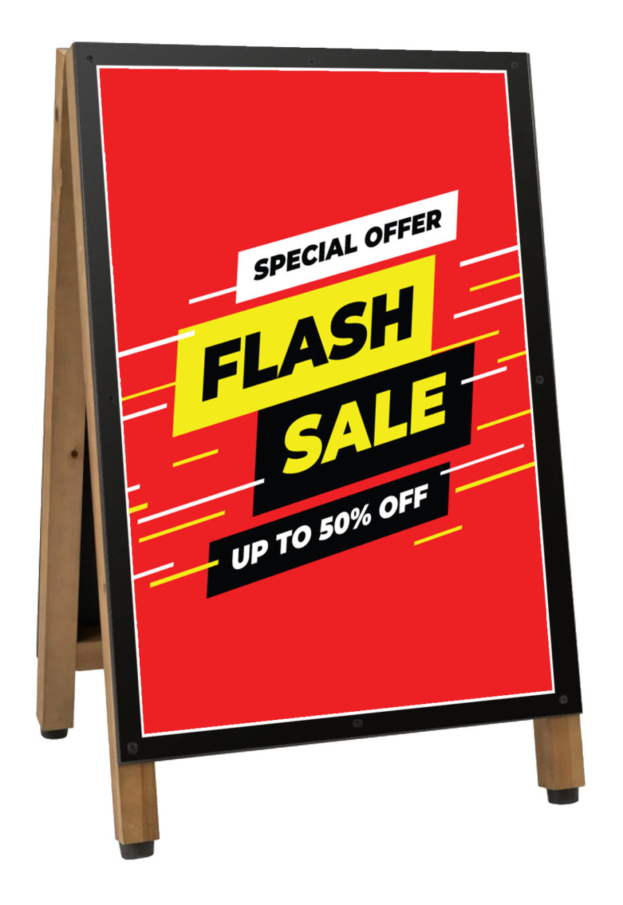 Wooden A-Frame Sandwich Board Pavement Sign for Outdoor Use