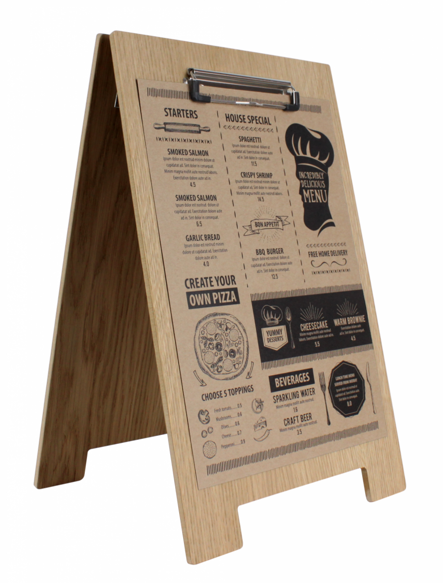 tabletop mini wooden a-board with clip