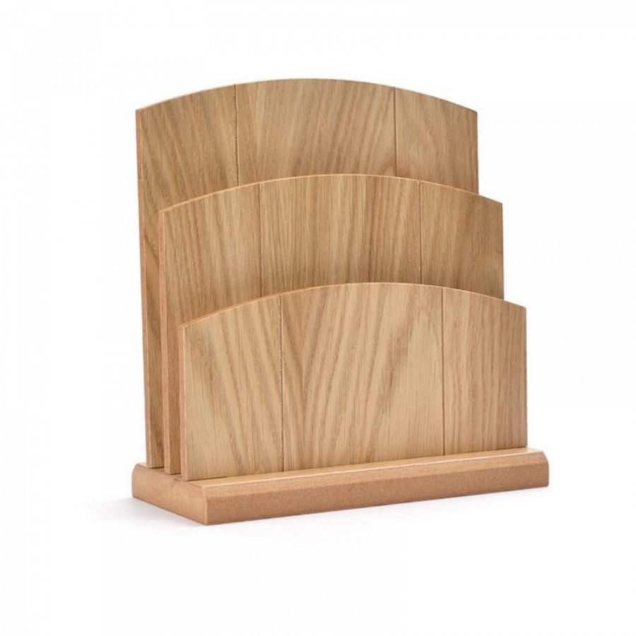 Wooden menu holder with 3 sections